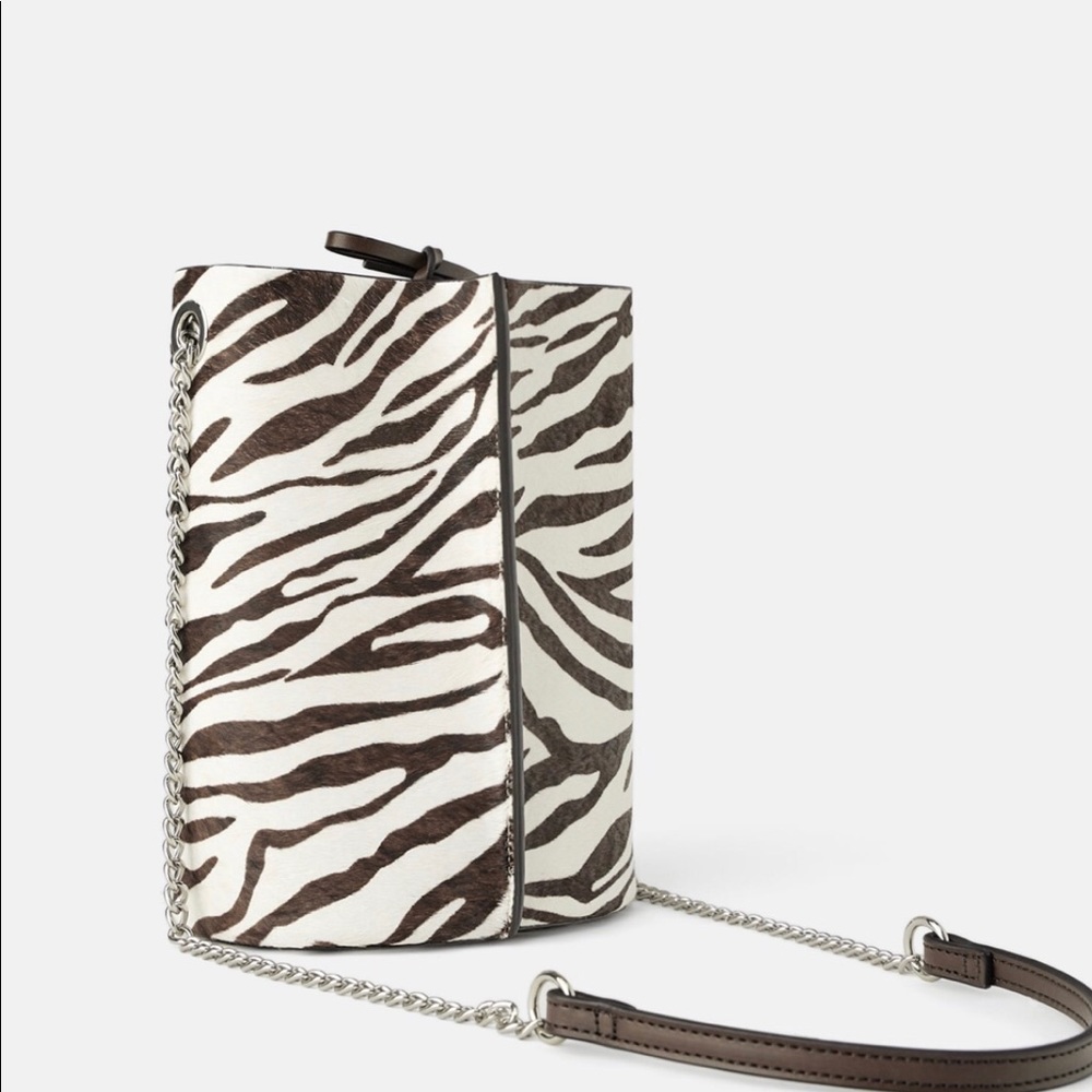 ZARA ZEBRA PRINT LEATHER CROSSBODY